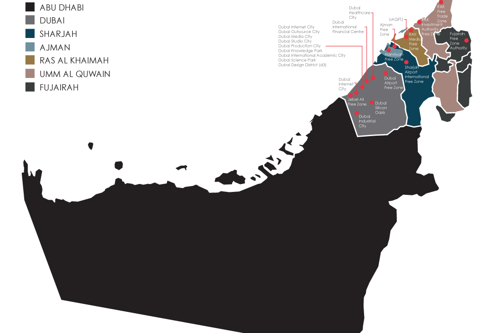 UAE FREE ZONES MAP